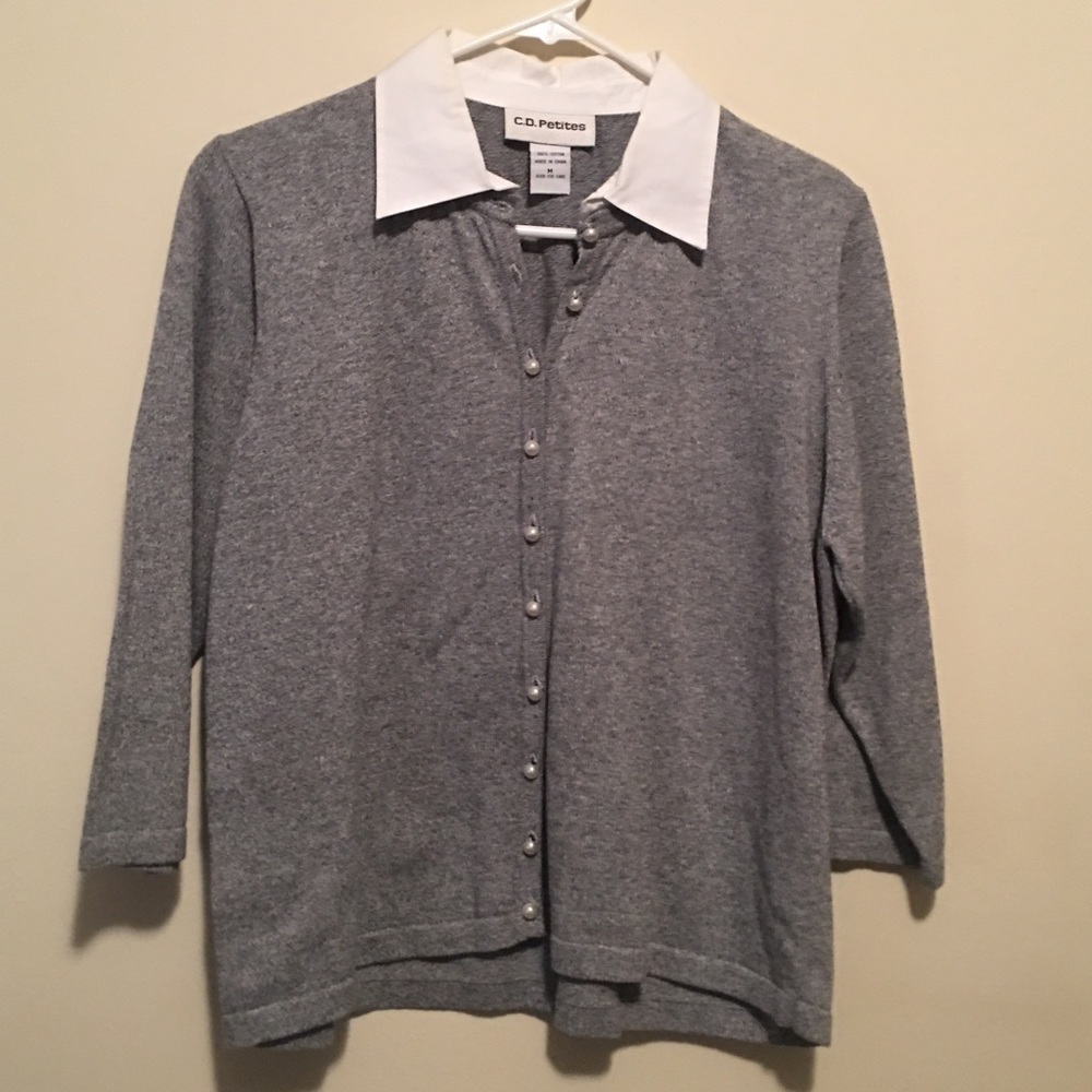 Grey Light Sweater Jacket with Buttons